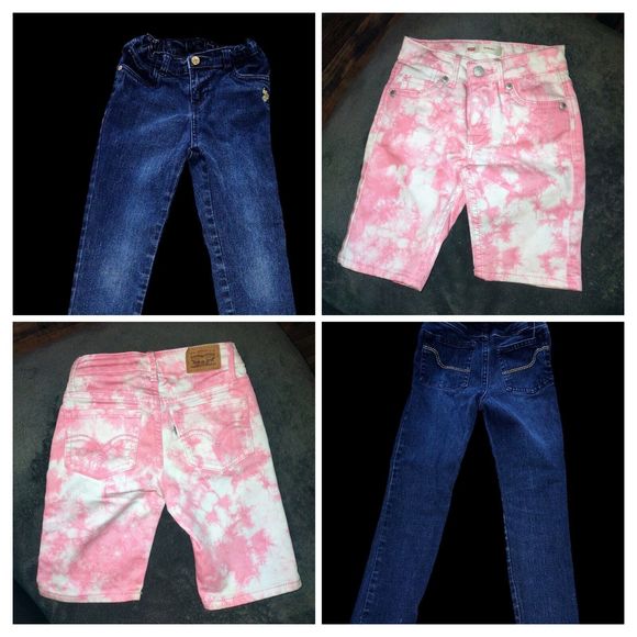 2 Pair Lot Girls Size 6  Jeans Levis Pink Shorts U S. Polo Assn Skinny Jeans - Picture 1 of 16